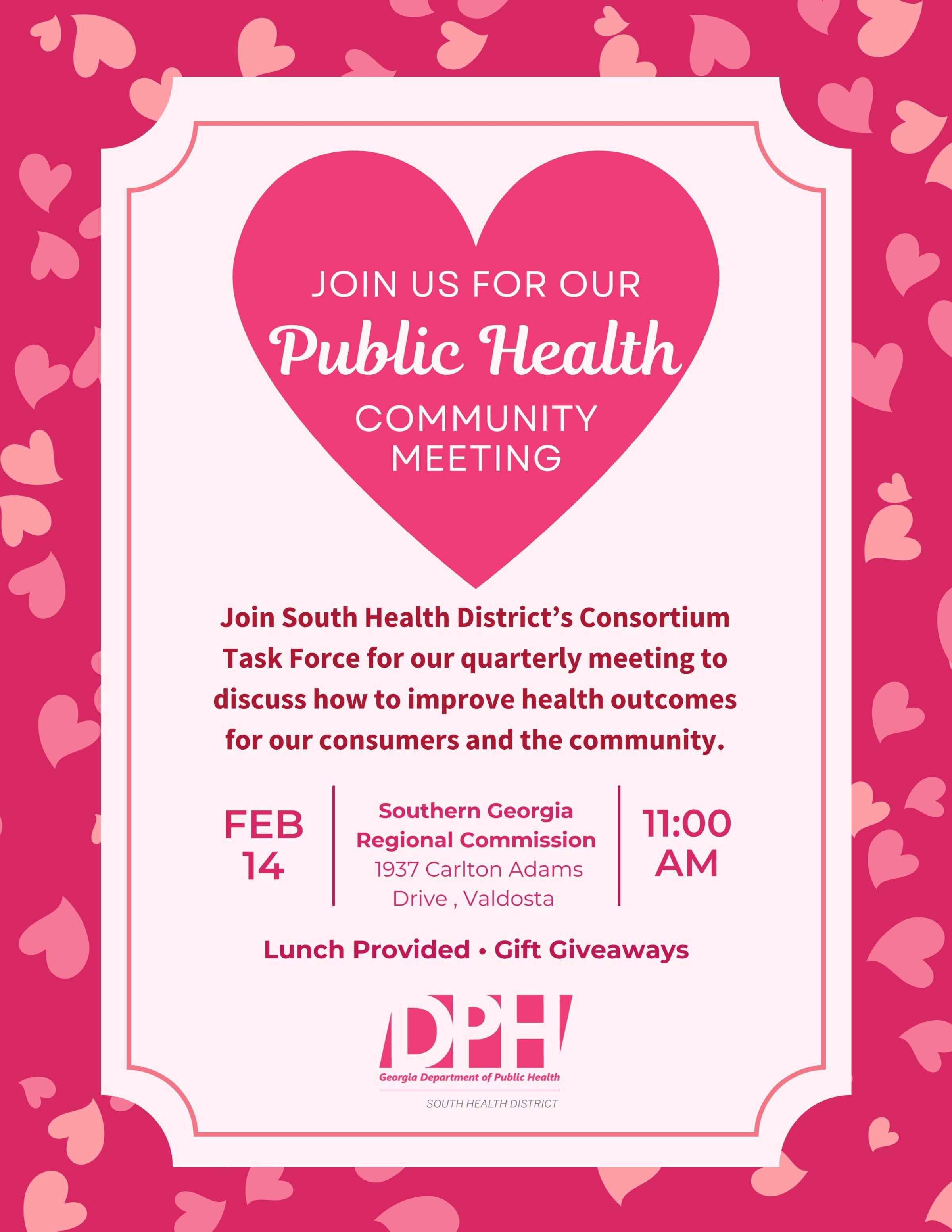 Public Health Community Meeting scheduled for February 14